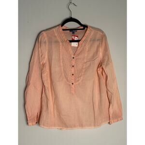 Charles Vogele Pink Lightweight Bib Cotton Long Sleeve Blouse EU 42 US 10/12 L